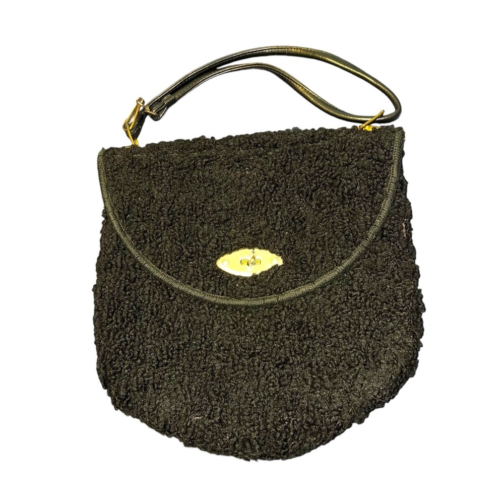 The original Jerry Terrence Leather Handle Strap Vintage 1960s Black Carpet Bag